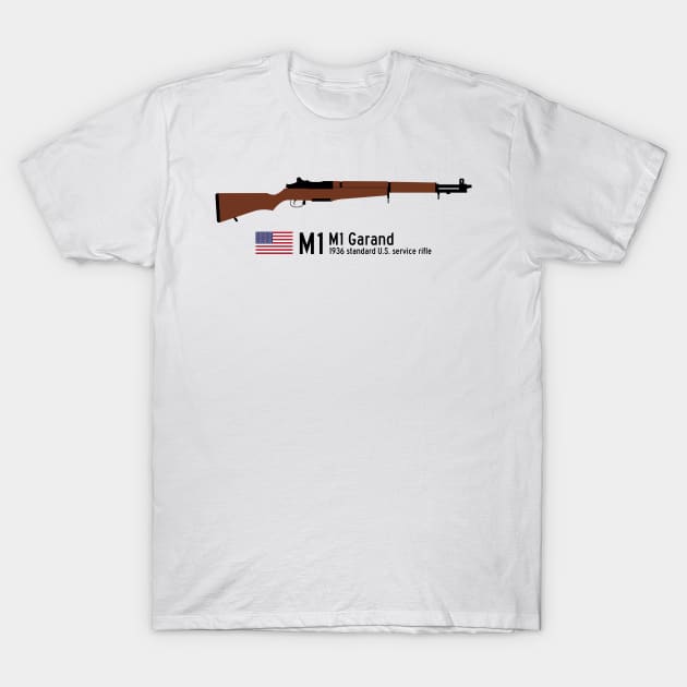 M1 Garand 1936 standard U.S. service rifle historical U.S. weapon black T-Shirt by FOGSJ